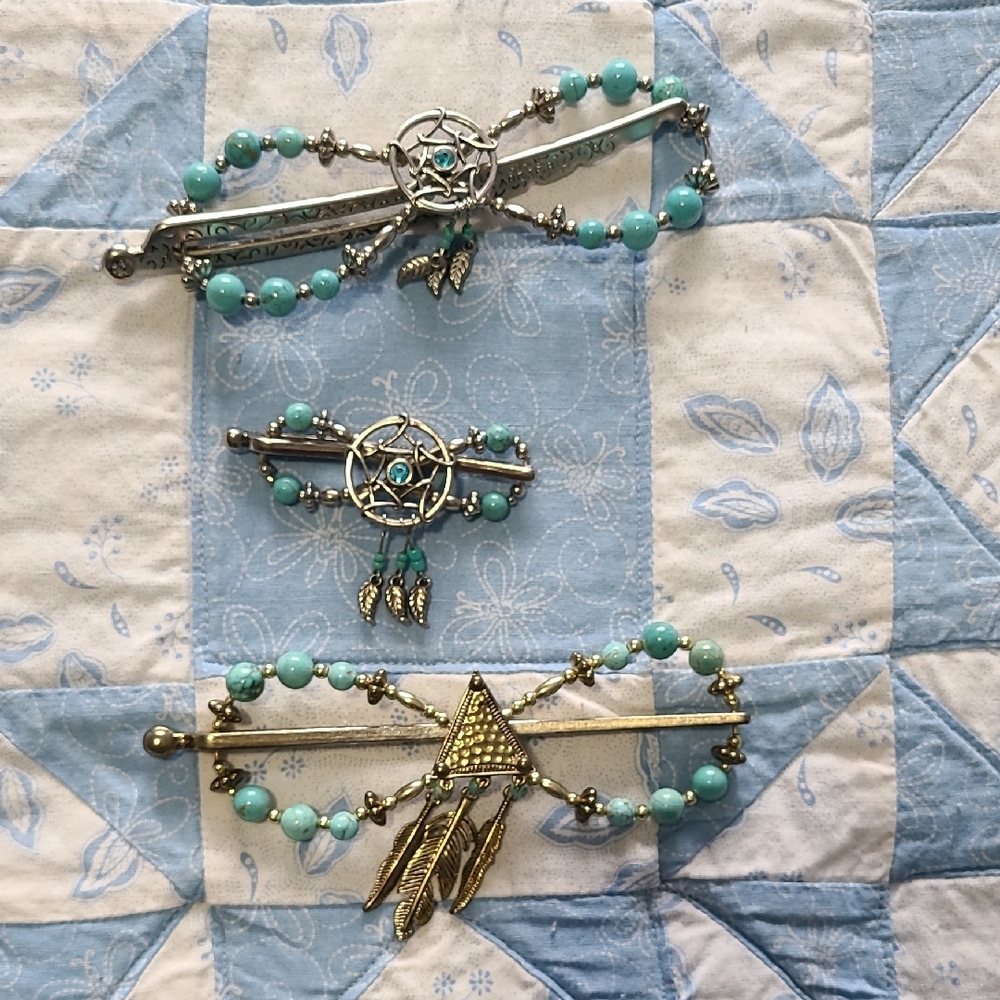 Lilla Rose Turquoise Beaded Hair Clip